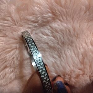 Silver Patterned Bangle Bracelet